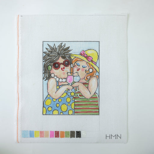 Sipping Girlfriends - Hand Painted Needlepoint Canvas - HM Nabavian