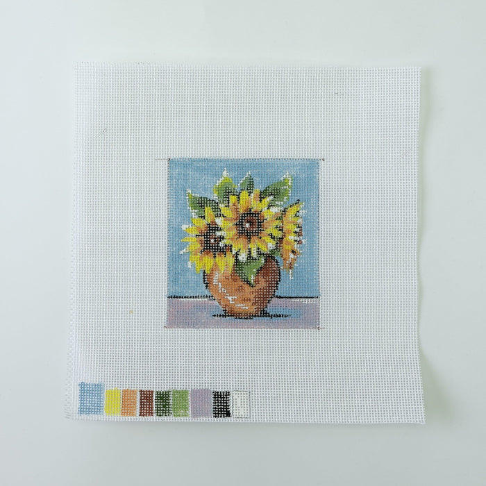 Sunflowers in a Pot - Hand Painted Needlepoint Canvas - HM Nabavian