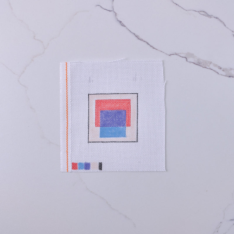 "3 Squared Blue" - Hand Painted Needlepoint Canvas - HM Nabavian