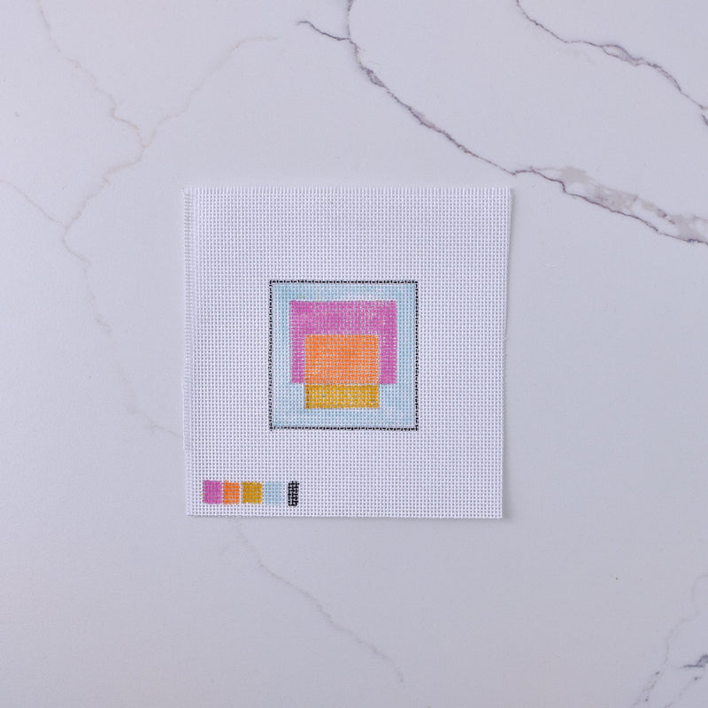 "3 Squared Pink" - Hand Painted Needlepoint Canvas - HM Nabavian