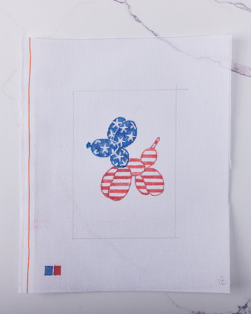 "Independence Day Balloon Dog" - Hand Painted Needlepoint Canvas
