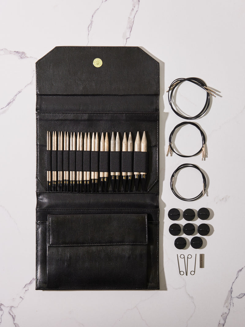 LYKKE Driftwood 5” Interchangeable Knitting Needle Set – Black Case