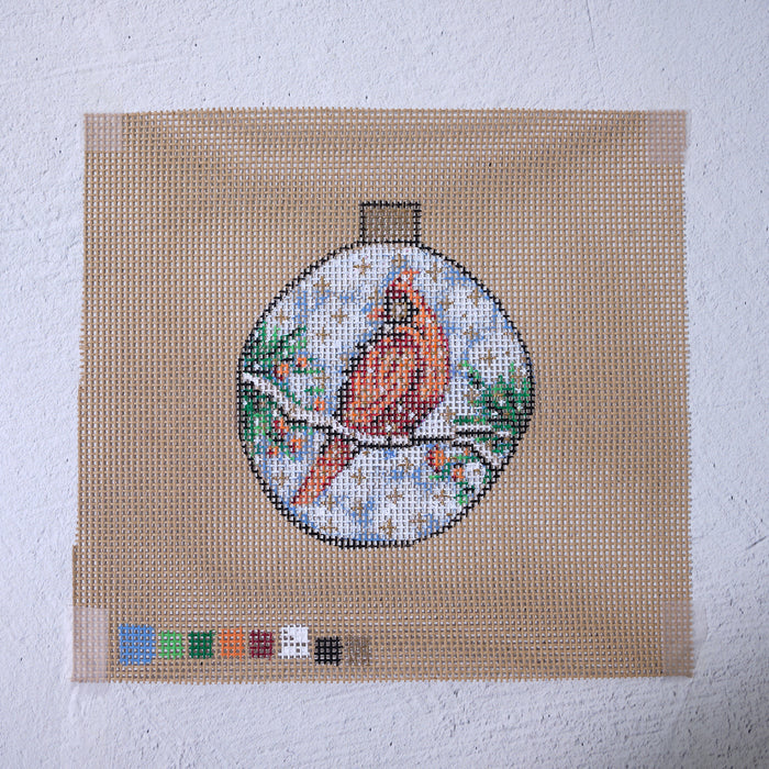 The Robin Bauble  - Hand Painted Needlepoint Canvas