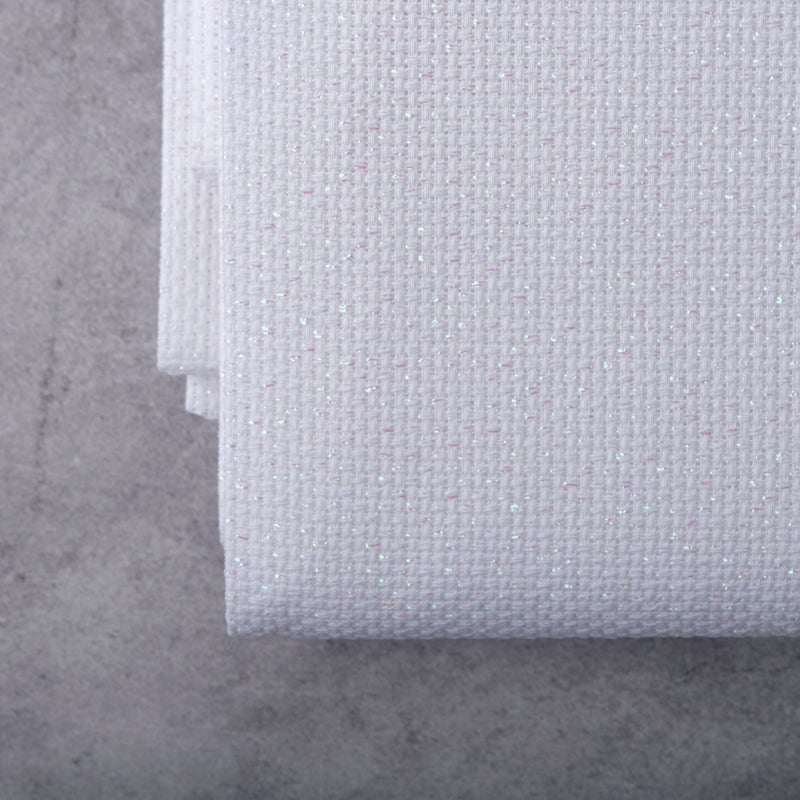 Aida (14 ct) - Metallic | 43" Wide - Opalescent/White - Sold by the foot - HM Nabavian