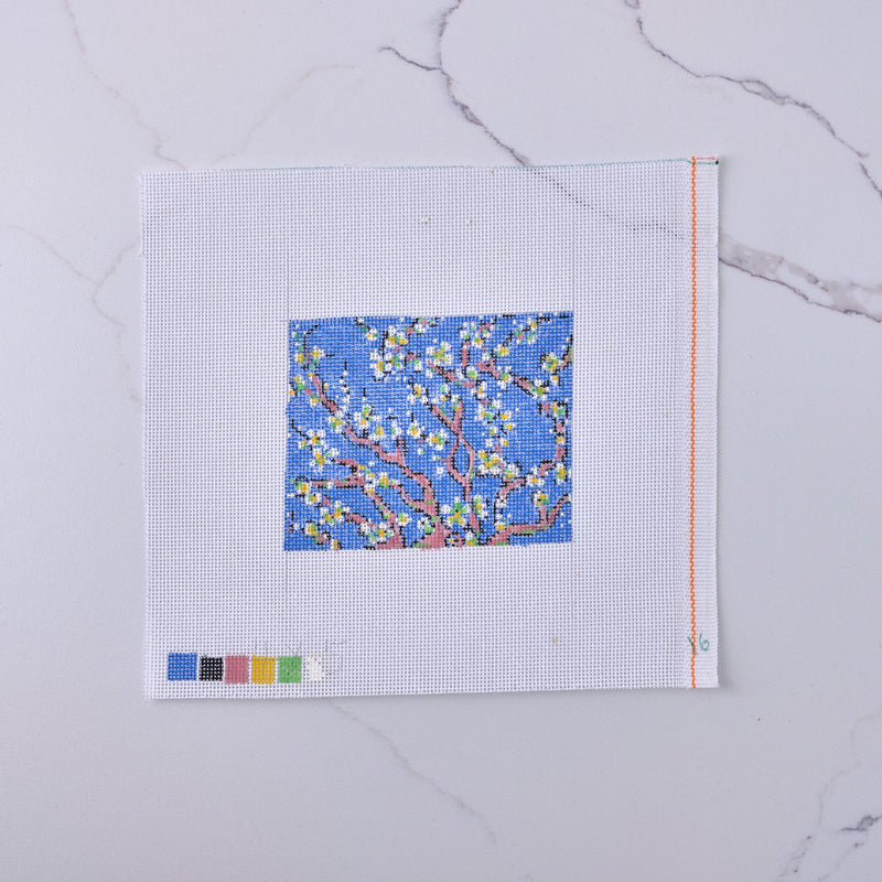 "Almond Blossoms" - Van Gogh Inspired Hand Painted Needlepoint Canvas - HM Nabavian