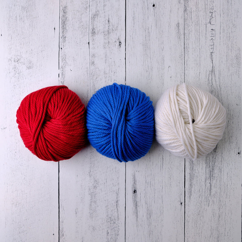 American Spirit Bundle – Pascuali Maximo Merino Wool Yarn (Red 409, White 402, Blue 615) - HM Nabavian