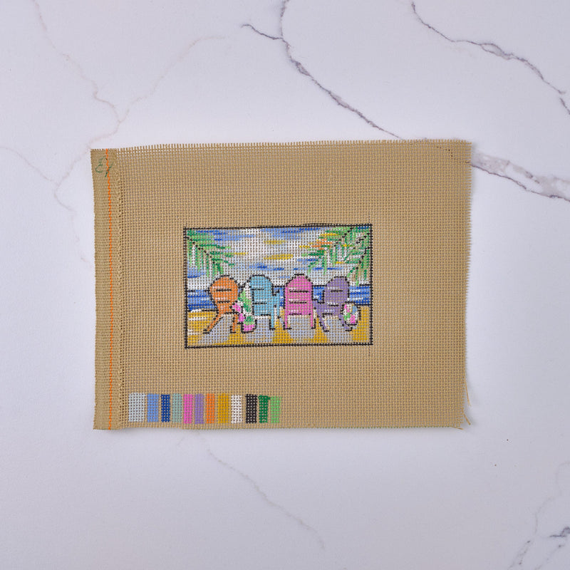 "Beach Chairs" Hand Painted Needlepoint Canvas - HM Nabavian