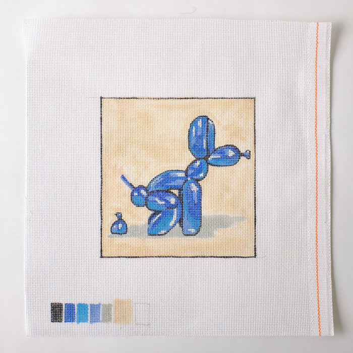 Blue Balloon Dog - Hand Painted Needlepoint Canvas - HM Nabavian