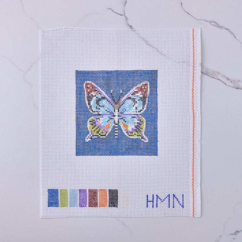 "Blue Butterfly" - Hand Painted Needlepoint Canvas - HM Nabavian