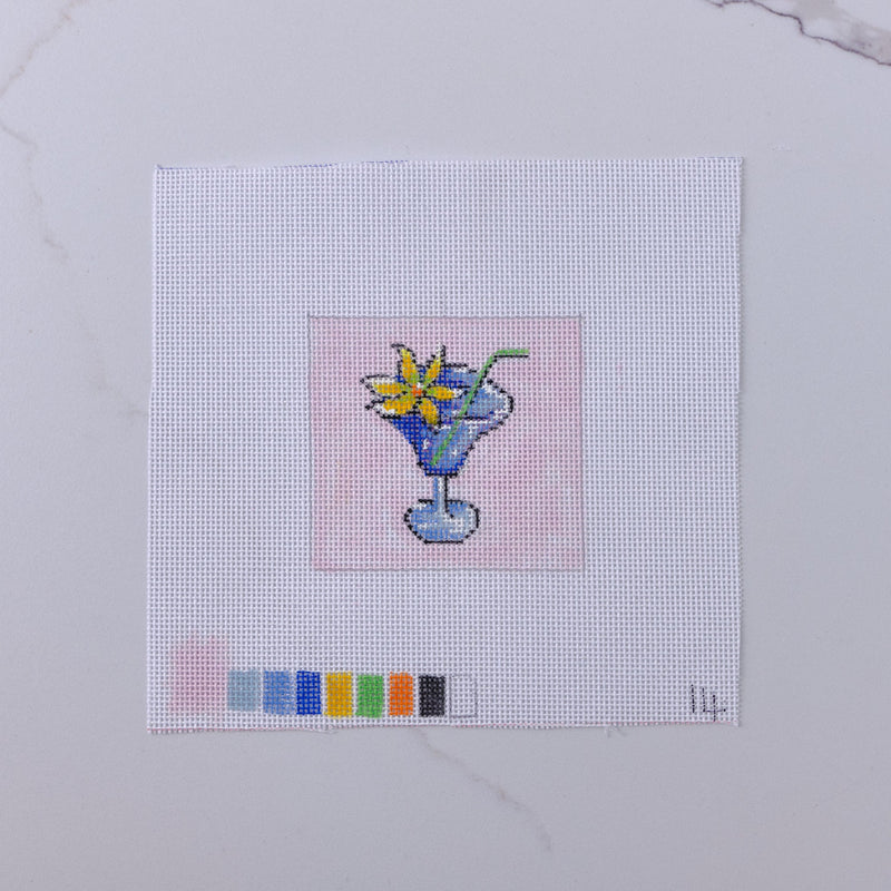 "Blue Crush" Cocktail Coaster - Hand Painted Needlepoint Canvas - HM Nabavian