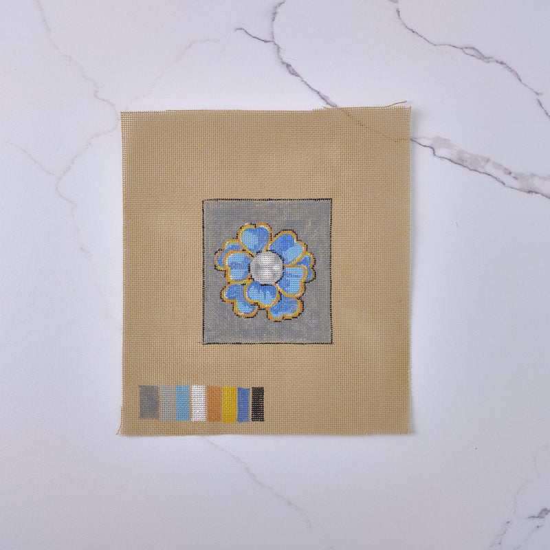 "Blue Pearl Floral" - Hand Painted Needlepoint Canvas - HM Nabavian