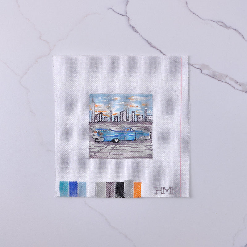 "Blue Tail Fins" - Hand Painted Needlepoint Canvas - HM Nabavian