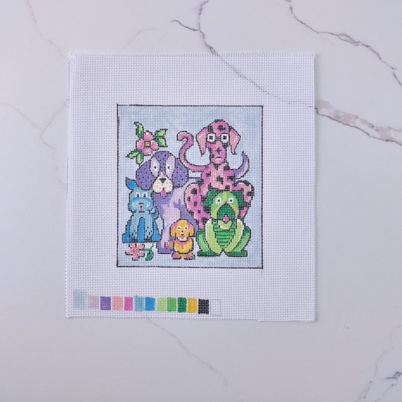 "Cartoon Dogs" - Hand Painted Needlepoint Canvas - HM Nabavian