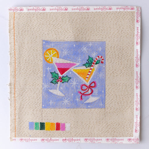 "Champagne Glasses" - Hand Painted Needlepoint Canvas - HM Nabavian