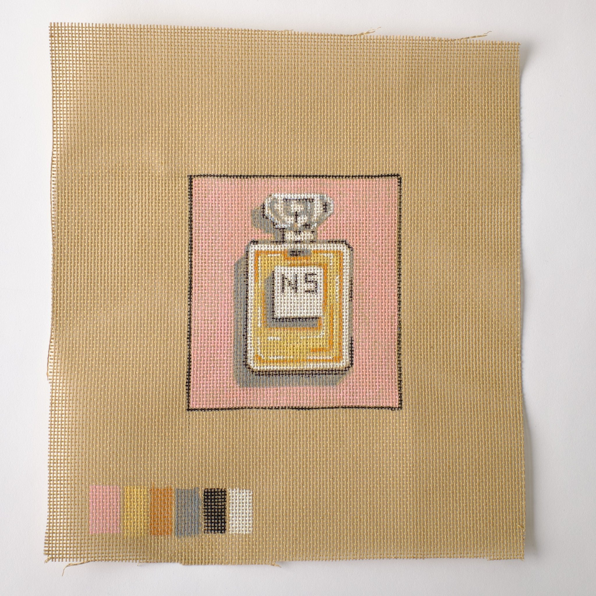 Chanel No Five Bottle - Hand Painted Needlepoint Canvas - HM Nabavian