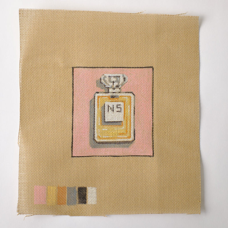Chanel No Five Bottle - Hand Painted Needlepoint Canvas - HM Nabavian