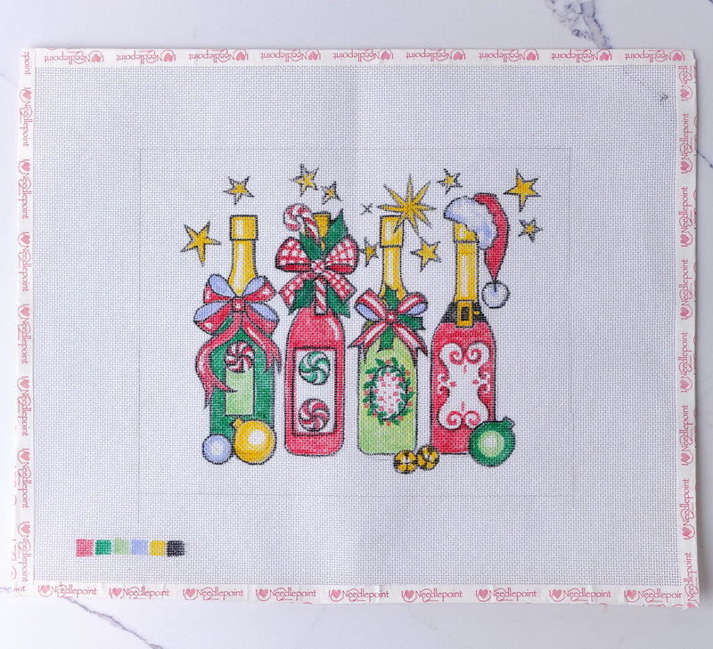 "Christmas Cheers" - Hand Painted Needlepoint Canvas - HM Nabavian