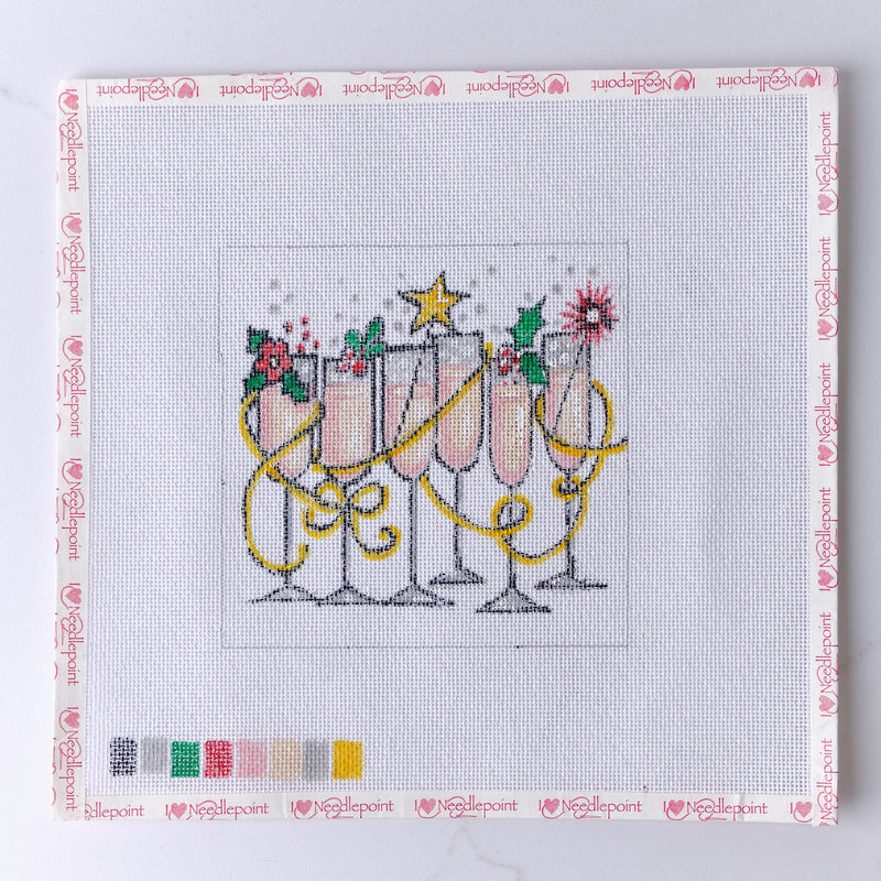 "Christmas Cheers" - Hand Painted Needlepoint Canvas - HM Nabavian