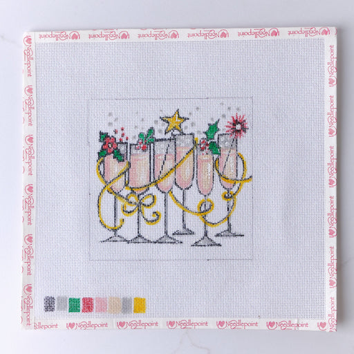 "Christmas Cheers" - Hand Painted Needlepoint Canvas - HM Nabavian
