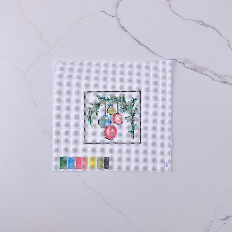 "Christmas Ornaments" - Hand Painted Needlepoint Canvas - HM Nabavian