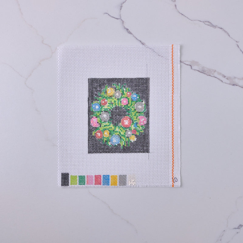 "Christmas Wreath" - Hand Painted Needlepoint Canvas - HM Nabavian