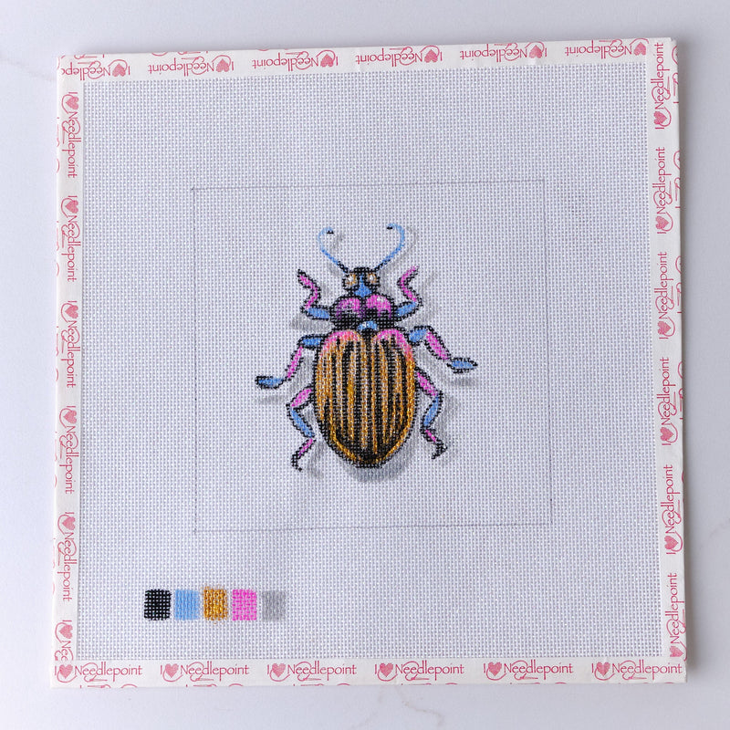 "Colorful Beatle" - Hand Painted Needlepoint Canvas - HM Nabavian