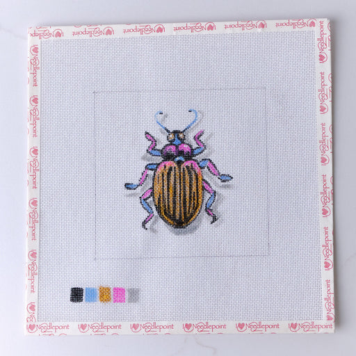 "Colorful Beatle" - Hand Painted Needlepoint Canvas - HM Nabavian