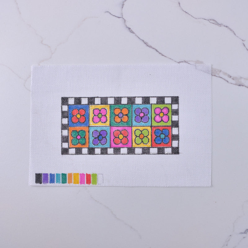 "Colorful Cartoon Flowers" - Hand Painted Needlepoint Canvas - HM Nabavian