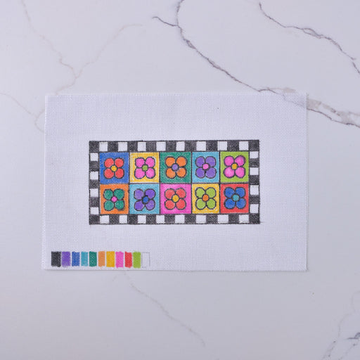 "Colorful Cartoon Flowers" - Hand Painted Needlepoint Canvas - HM Nabavian
