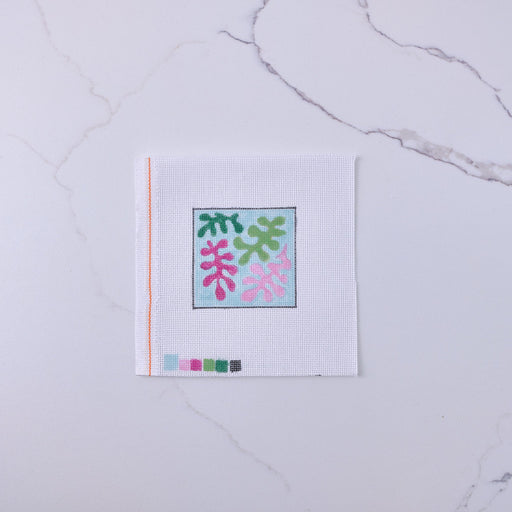 "Colorful Leaves - Blue" - Hand Painted Needlepoint Canvas - HM Nabavian