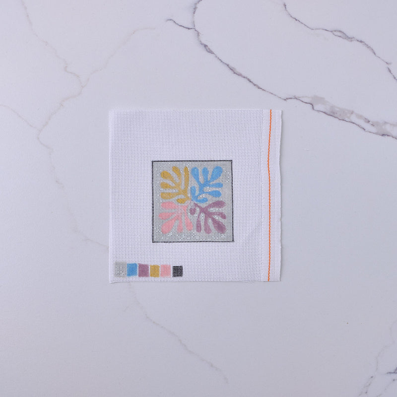 "Colorful Leaves - Grey" - Hand Painted Needlepoint Canvas - HM Nabavian