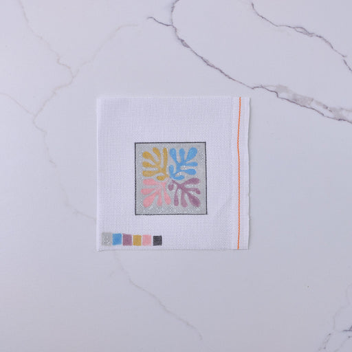 "Colorful Leaves - Grey" - Hand Painted Needlepoint Canvas - HM Nabavian