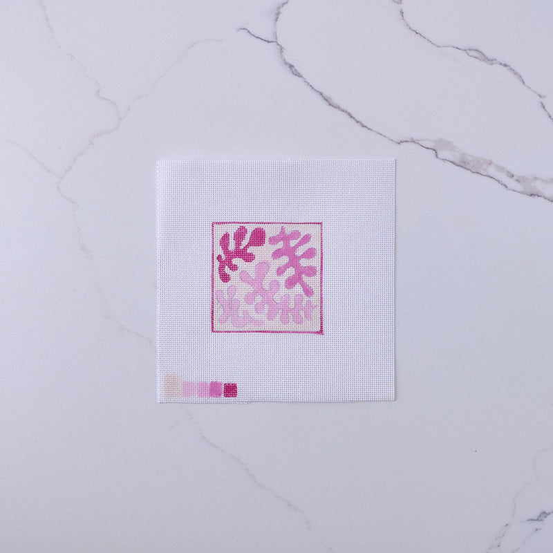 "Colorful Leaves - Pink" - Hand Painted Needlepoint Canvas - HM Nabavian