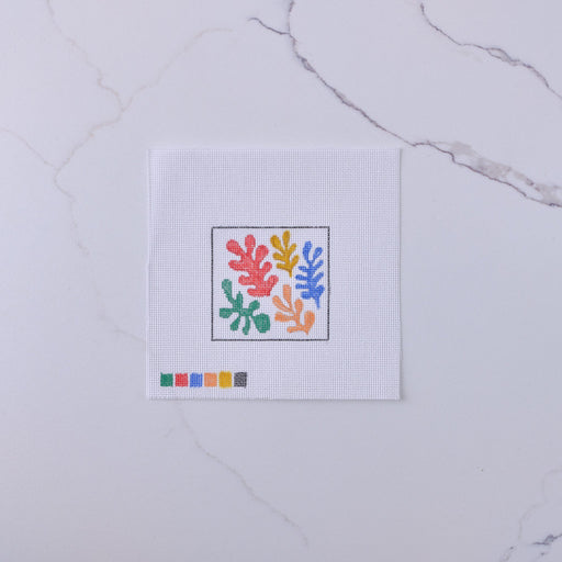 "Colorful Leaves - White" - Hand Painted Needlepoint Canvas - HM Nabavian