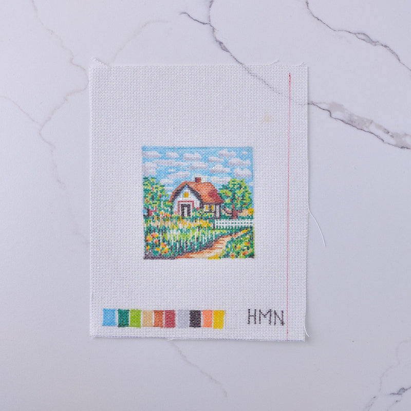 "Country Cottage" - Hand Painted Needlepoint Canvas - HM Nabavian