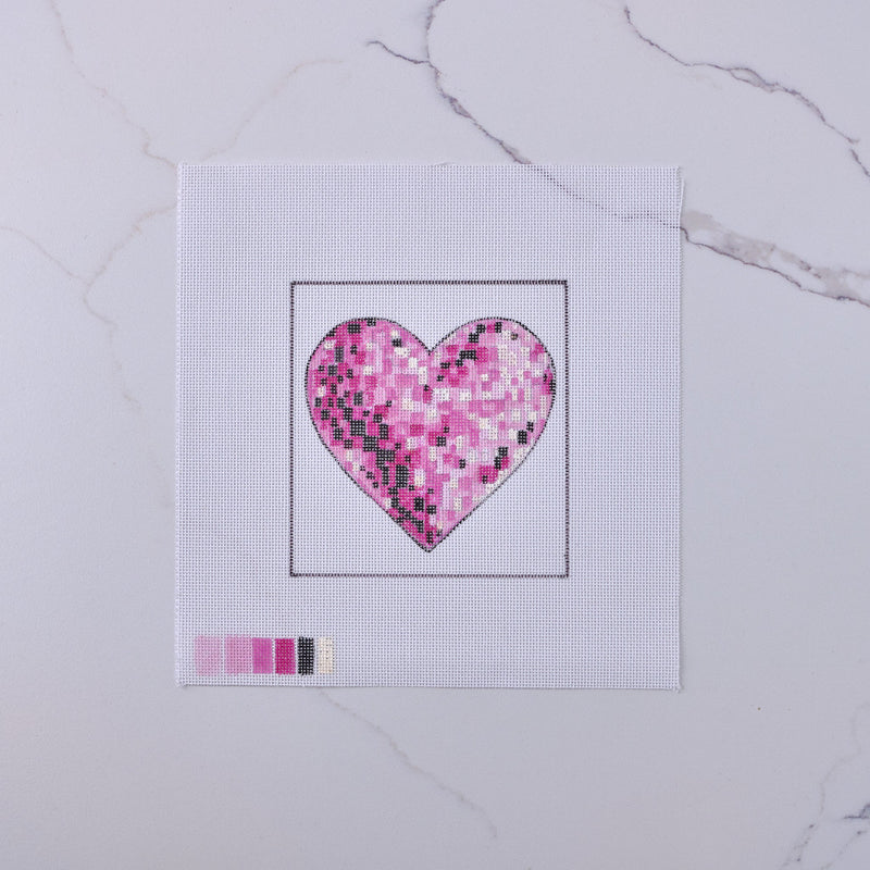 "Disco Heart" - Hand Painted Needlepoint Canvas - HM Nabavian