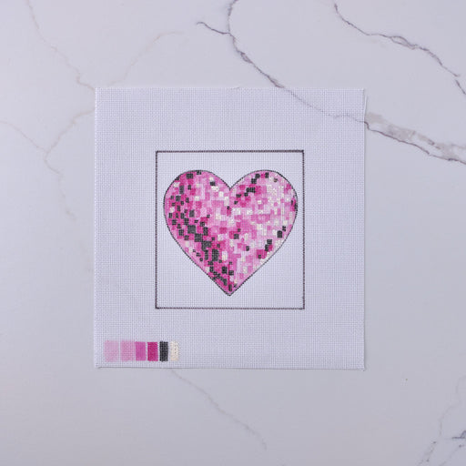 "Disco Heart" - Hand Painted Needlepoint Canvas - HM Nabavian