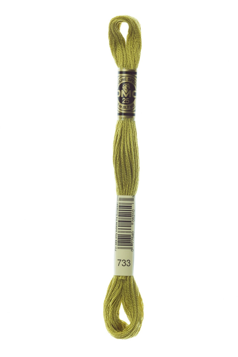 DMC Embroidery Stranded Thread - Six-Strand Embroidery Floss - 733 - Golden Green - HM Nabavian