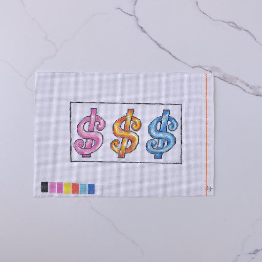 "Dollar Signs" - Hand Painted Needlepoint Canvas - HM Nabavian