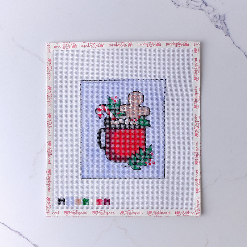 "Eggnog in a Red Cup" - Hand Painted Needlepoint Canvas - HM Nabavian
