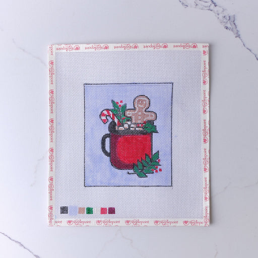 "Eggnog in a Red Cup" - Hand Painted Needlepoint Canvas - HM Nabavian