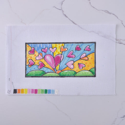 "Floating Hearts" - Hand Painted Needlepoint Canvas - HM Nabavian