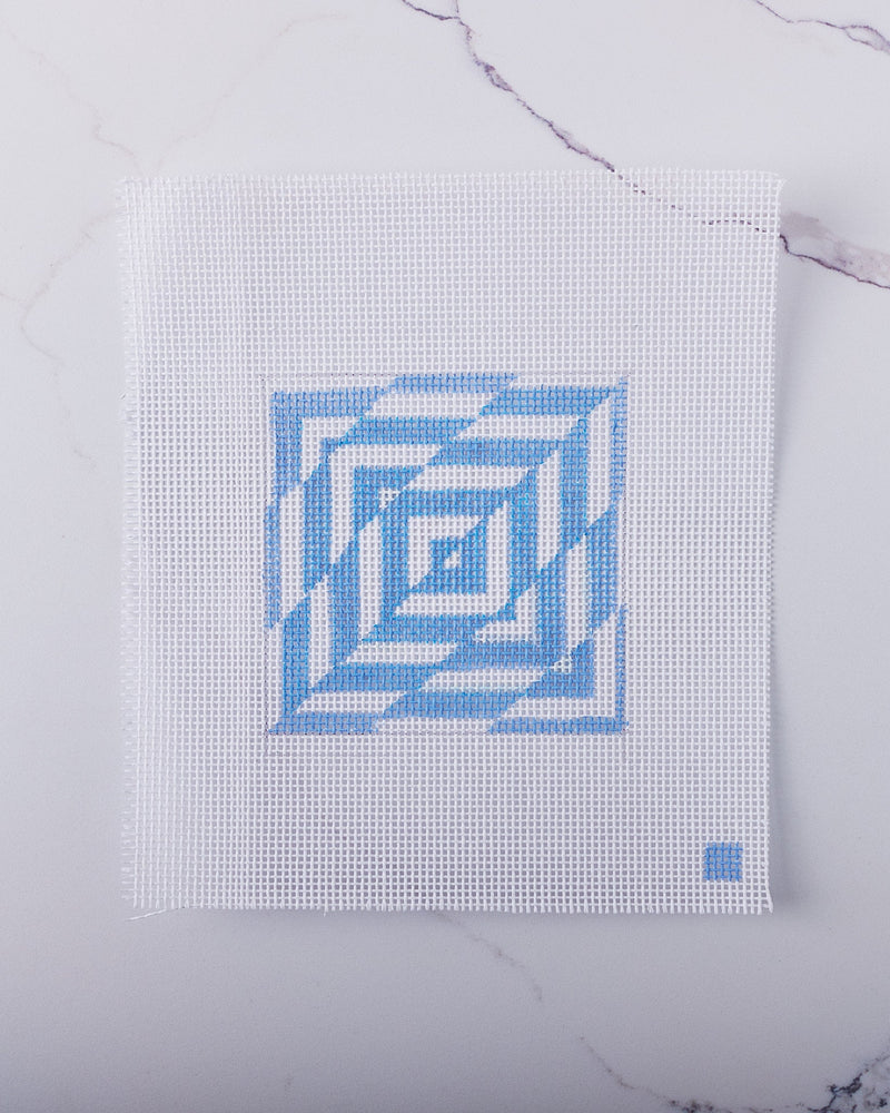 "Geometric Square" - Hand Painted Needlepoint Canvas - HM Nabavian