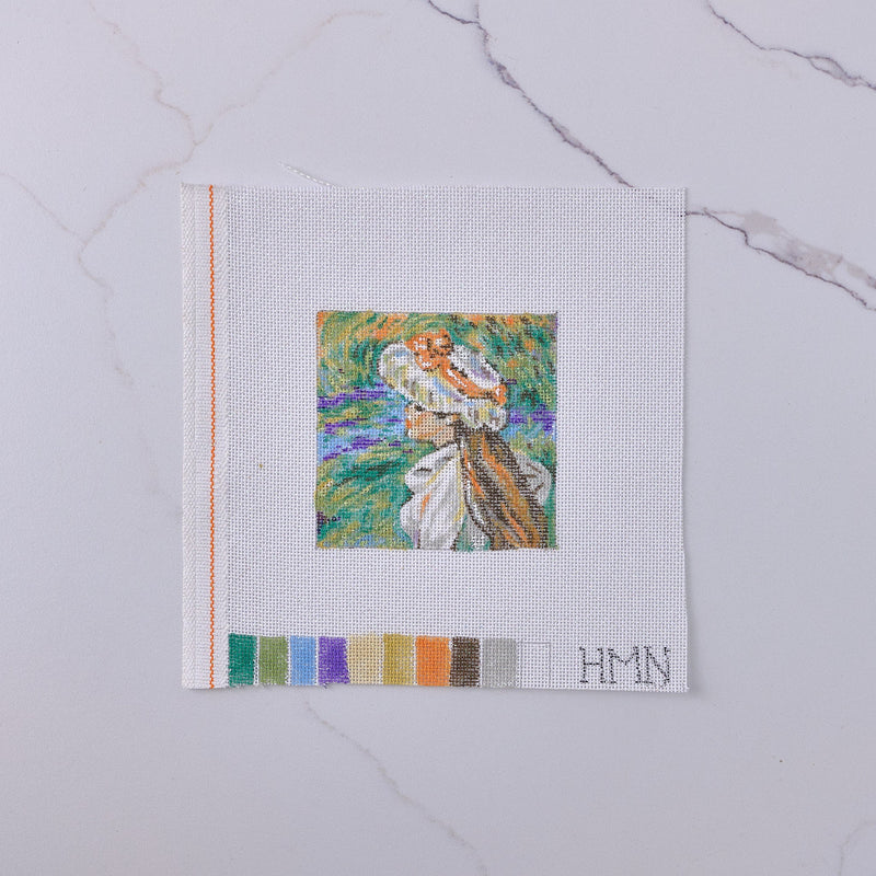 "Girl with Hat" - Renoir Inspired Hand Painted Needlepoint Canvas - HM Nabavian