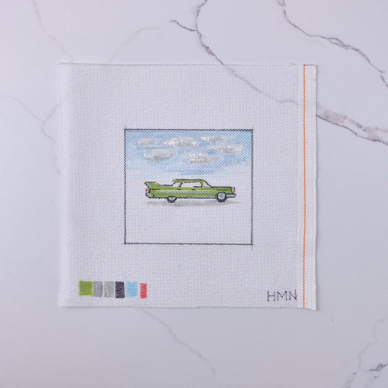 "Green Tail Fins" - Hand Painted Needlepoint Canvas - HM Nabavian