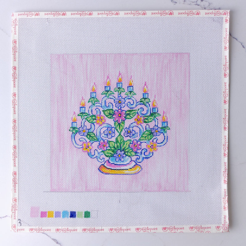 "Happy Hanukkah" - Hand Painted Needlepoint Canvas - HM Nabavian