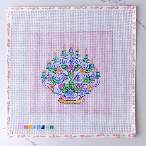 "Happy Hanukkah" - Hand Painted Needlepoint Canvas - HM Nabavian