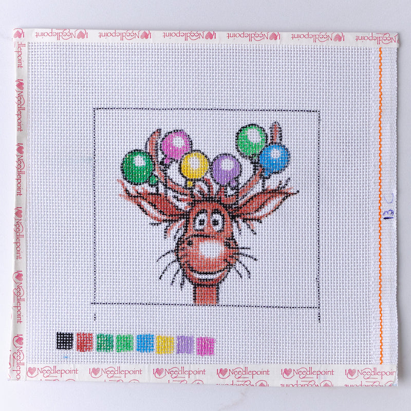 "Happy Reindeer" - Hand Painted Needlepoint Canvas - HM Nabavian