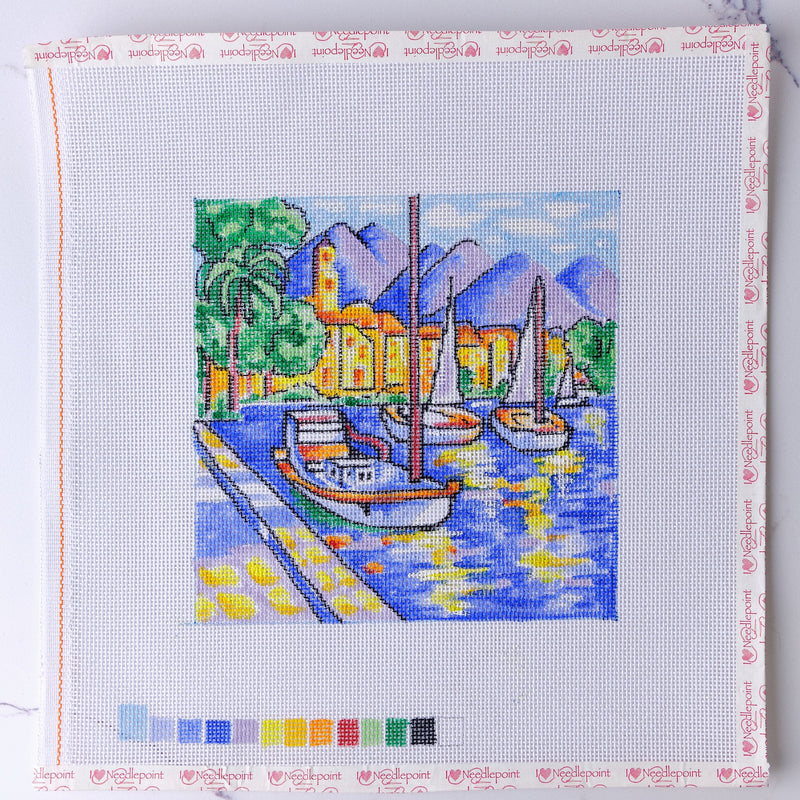 "Harbour Sunset" - Hand Painted Needlepoint Canvas - HM Nabavian