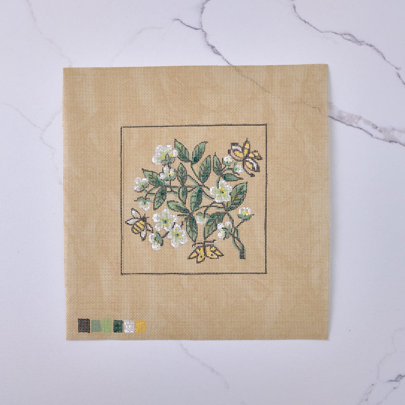 "Honey Flowers" - Hand Painted Needlepoint Canvas - HM Nabavian